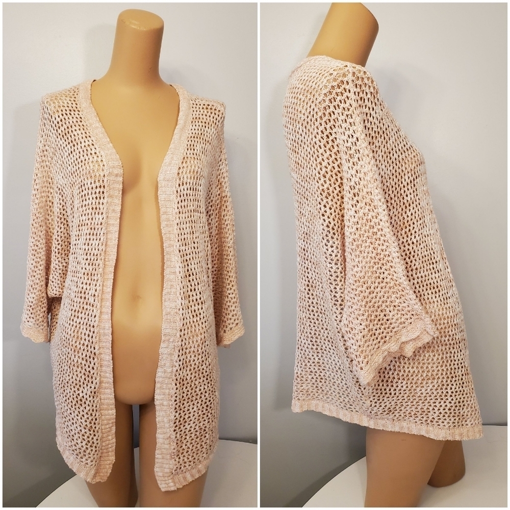 Debut Pink & White Blend Knitted Cardigan M/L